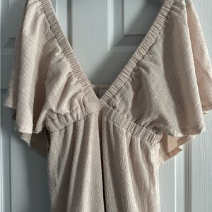 Elegant Cream V-Neck Dress